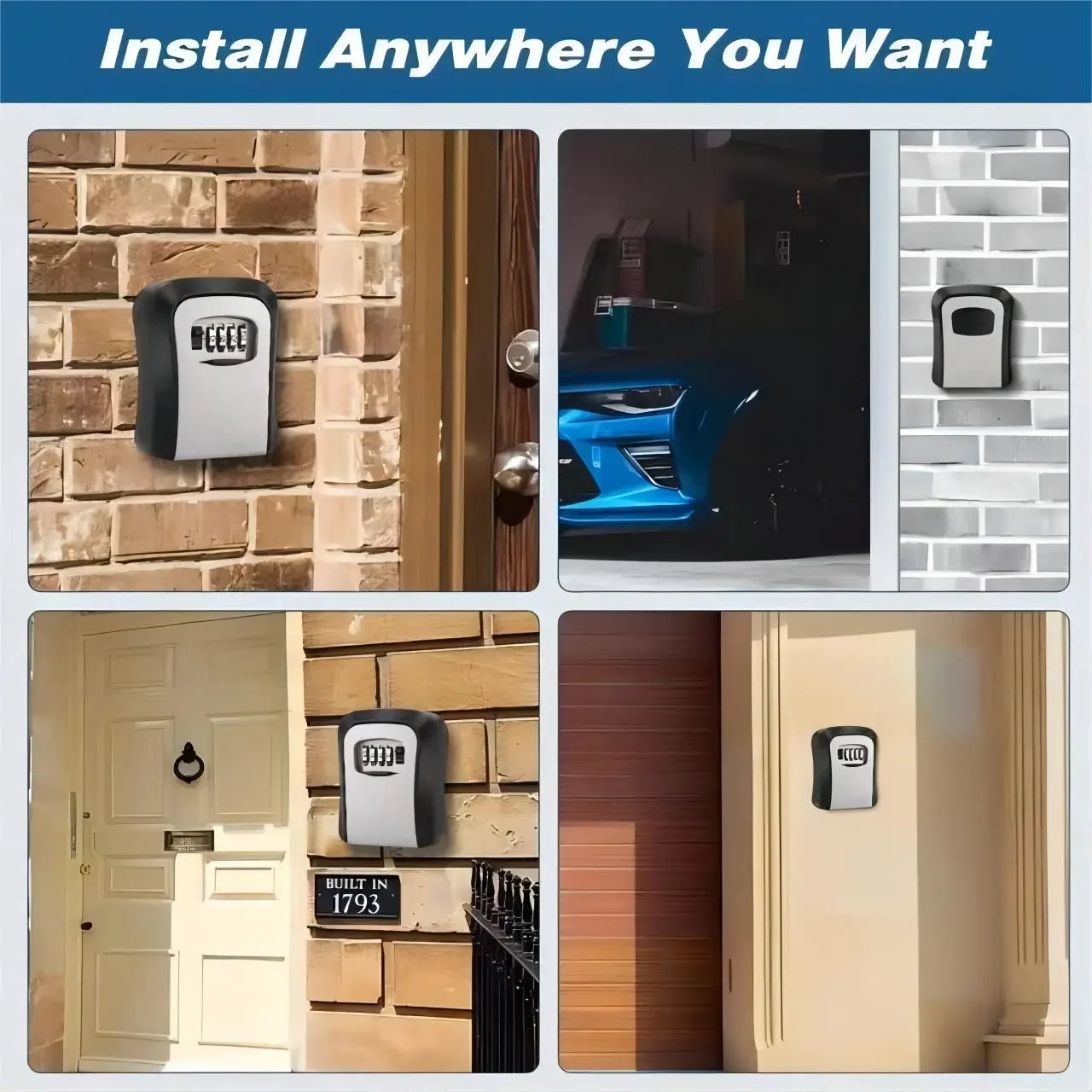 Key Keeper Combination Lock – Wall-Mounted Waterproof 4-Digit Password Storage Box for Home or Office