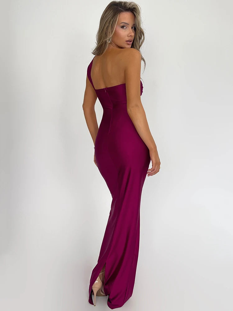 Mozision Elegant One-Shoulder Bodycon Maxi Dress