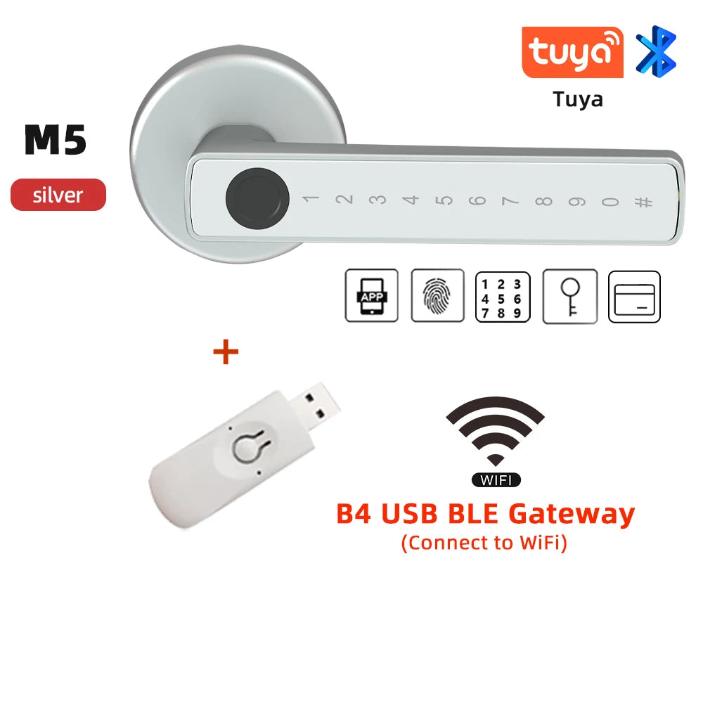 RAYKUBE Tuya BLE Fingerprint Door Lock | Digital Electronic Lock | Password/Key/IC Card | Smartlife/ Tuya APP Unlock