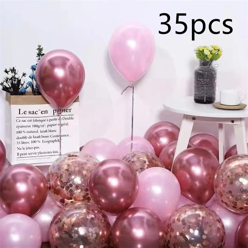 16pcs Black Metallic Sequin Balloons – Party Balloons for Birthday, Wedding & Graduation Decor