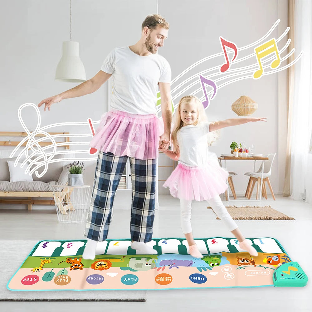 Coolplay Musical Piano Dance Mat for Kids – 110x36cm Interactive Animal Sound Floor Keyboard Mat