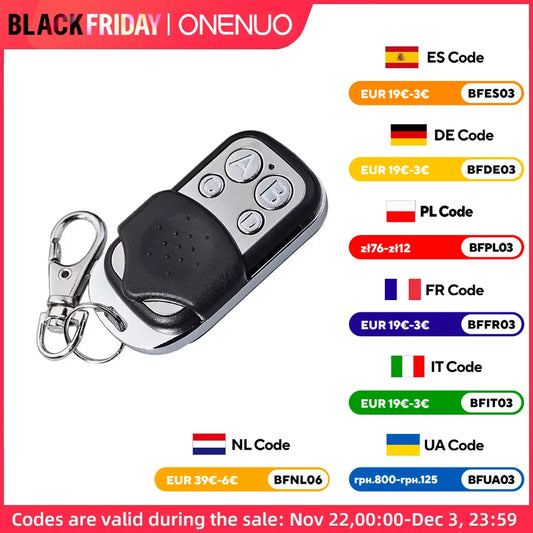 Metal Push Button Remote Control – 4-Button 433MHz Universal Garage Door Opener (ABCD/Lock/Unlock)