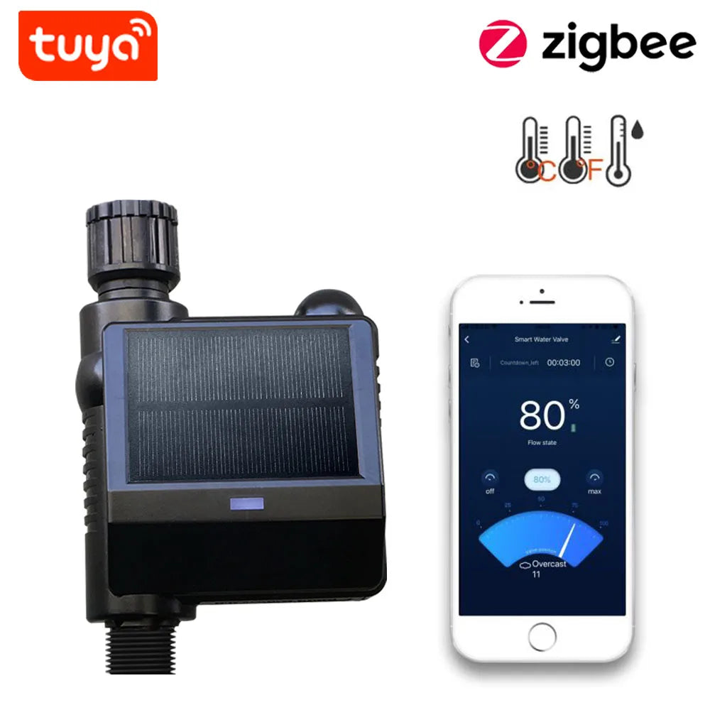 Tuya Zigbee Solar-Powered Garden Watering Timer with Ball Valve Controller