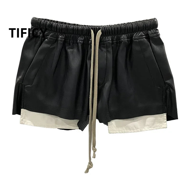 Women's PU Leather Four-Pocket Comfortable Black Shorts