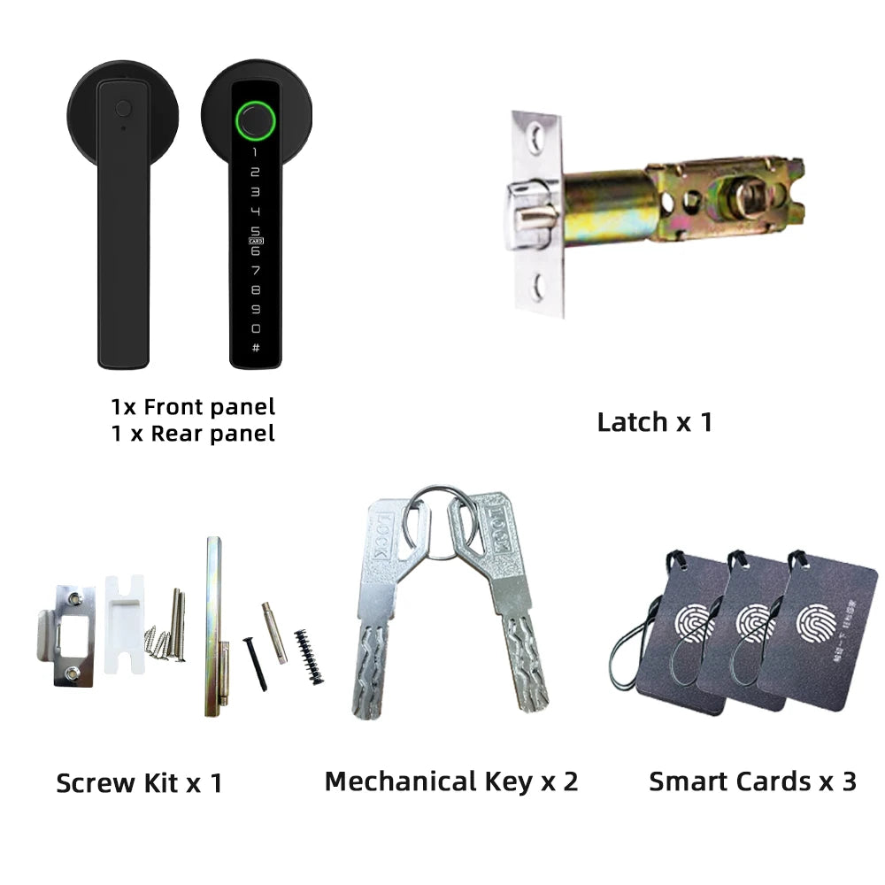 RAYKUBE Tuya BLE Fingerprint Door Lock | Digital Electronic Lock | Password/Key/IC Card | Smartlife/ Tuya APP Unlock