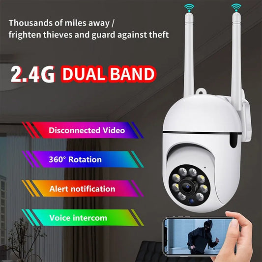 WiFi PTZ Security Camera with IR Night Vision, Motion Detection, Home Surveillance & 2 Antennas for Child Safety