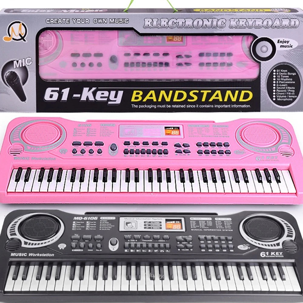 Kids Electronic Keyboard Piano with Microphone – 61-Key Organ & 24-Key Educational Musical Toy for Beginners