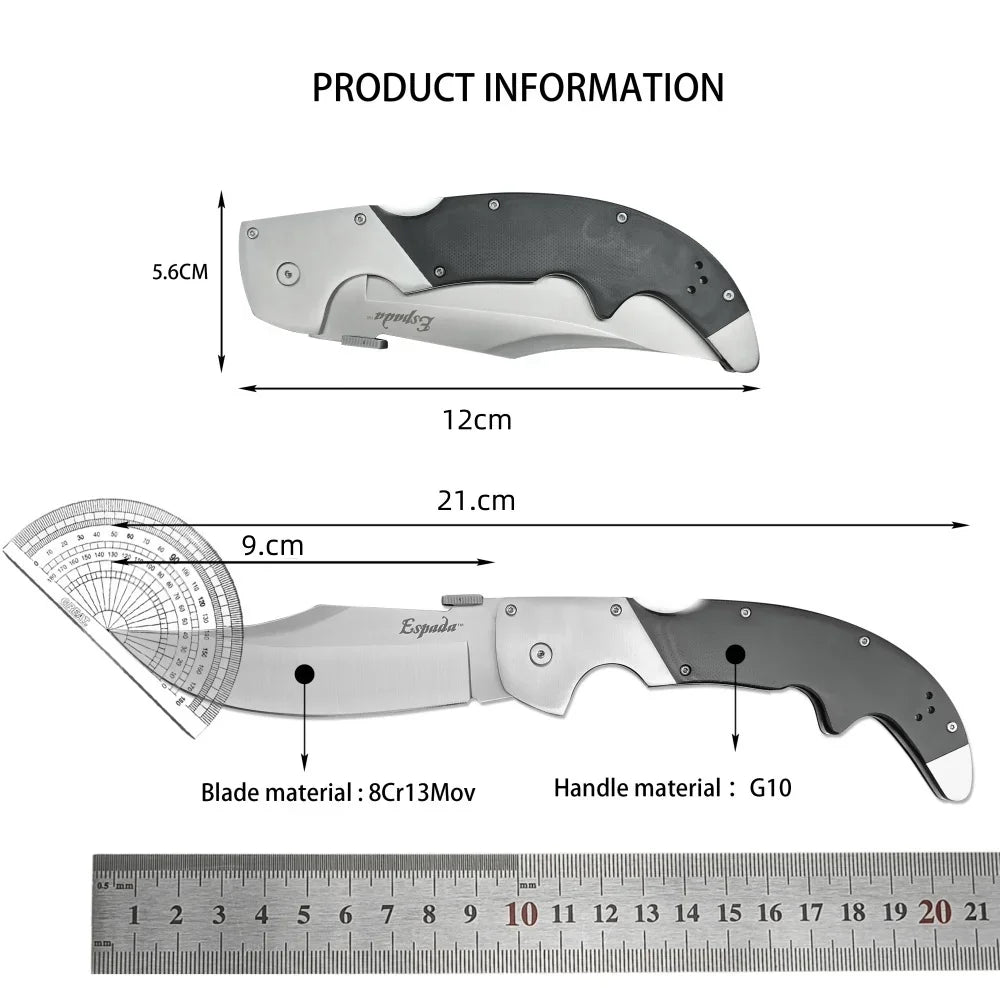 EdgeMaster CD 62NCX Multi-Purpose Folding Knife – 8Cr13Mov Blade with G10 Handle for Camping, BBQ & Kitchen Use