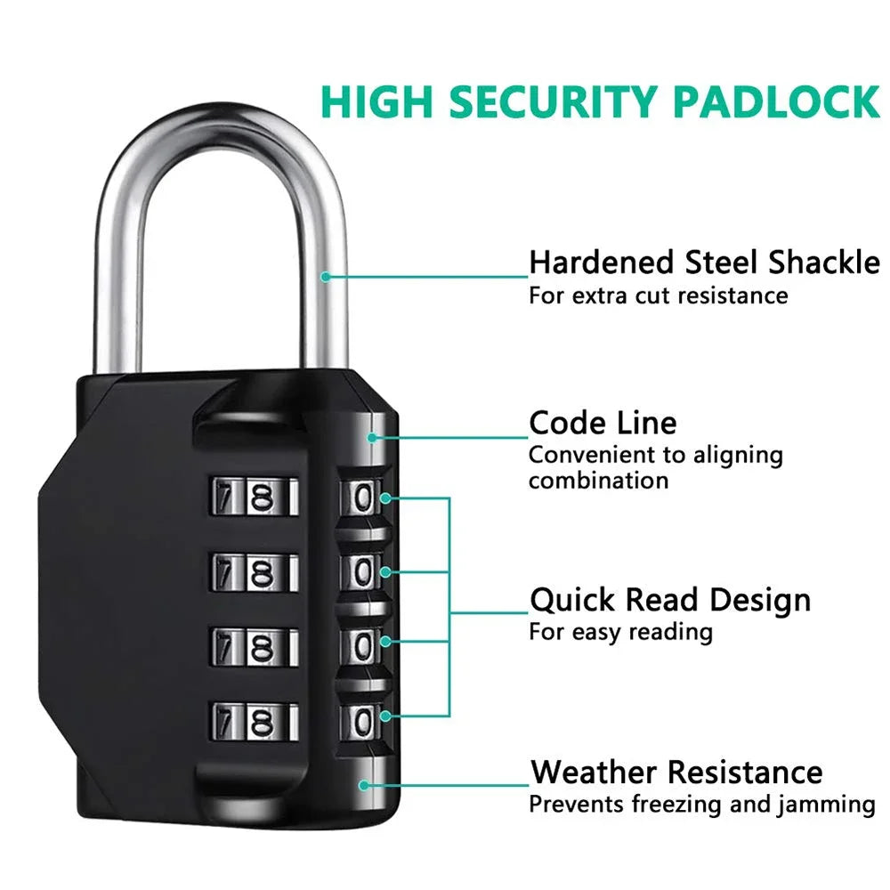 4-Digit Resettable Combination Lock | Waterproof & Heavy Duty | Outdoor Padlock