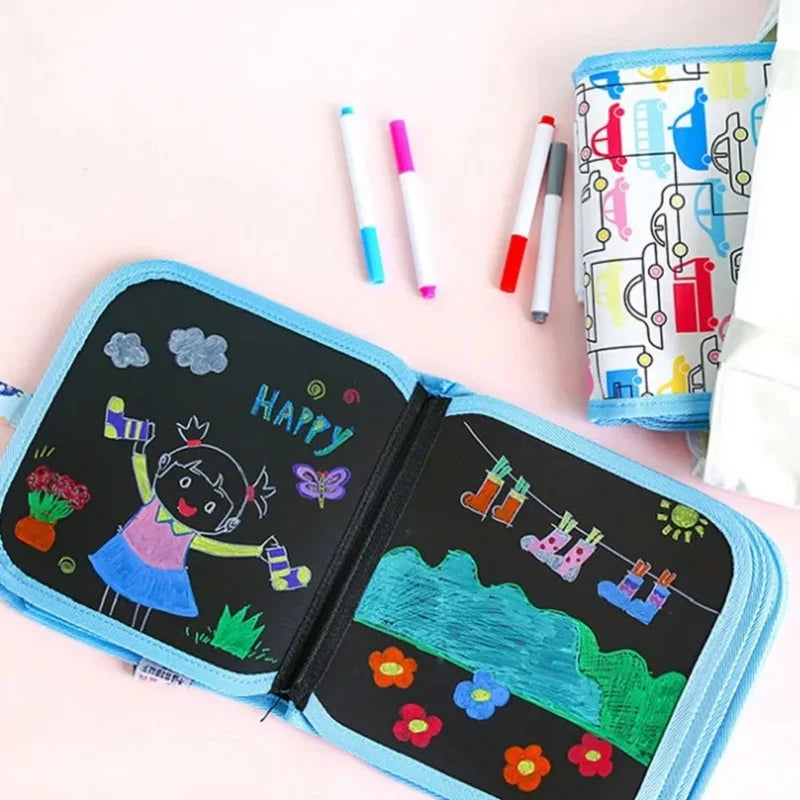 Magic Blackboard for Kids – Educational Drawing & Coloring Toy with 6 Pages & Water Chalk Pens