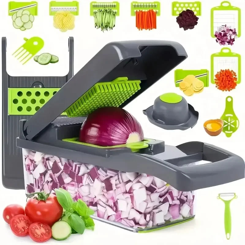 Vegetable Chopper Handle Food Grate 14/16 in 1 Multifunctional