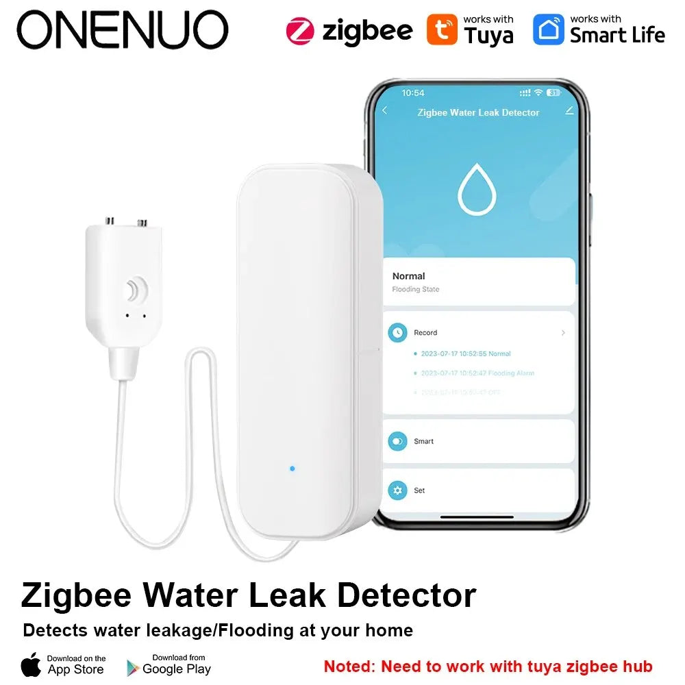 Smart WiFi Water Leak Detector – Tuya Flood Alarm with Overflow Alert, Water Level Monitoring, and Smart Home App Control