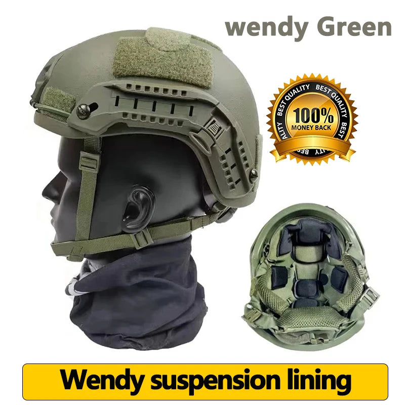 High Cut Tactical Ballistic Helmet with Wendy's Suspension Pad - NIJ IIIA Fast Protective Bulletproof Helmet