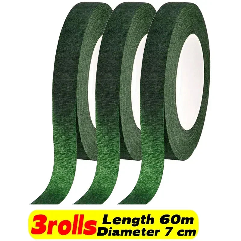 Green Floral Tape – Self-Adhesive Bouquet Wrapping Tape for DIY Flowers & Wedding Decor 10/1 Rolls
