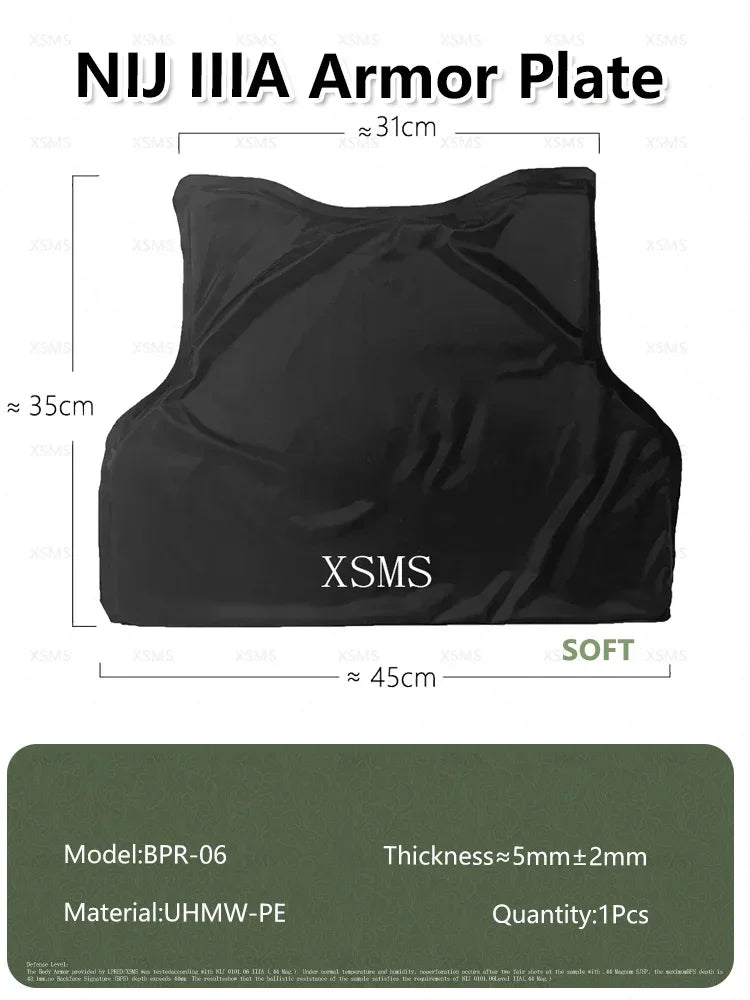 NIJ IIIA Soft/Hard Bulletproof Plates for Ballistic Vest and Backpack – Available in 6x8, 10x12, 11x14 Sizes