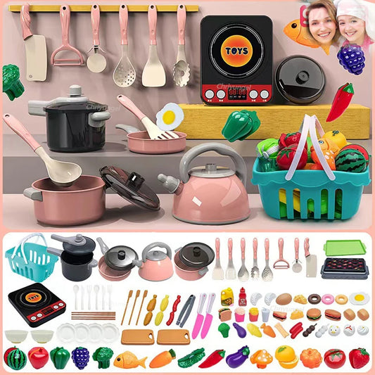 Deluxe Kitchen Play Set for Kids – 92/69/59 PCS with Pretend Food, Pots & Cooking Accessories – Perfect Gift for Toddlers