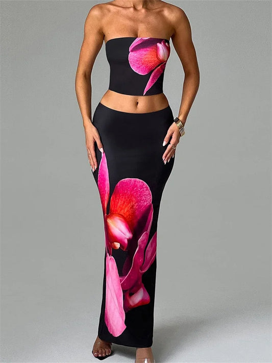 FloraEdge Tube Skirt Set