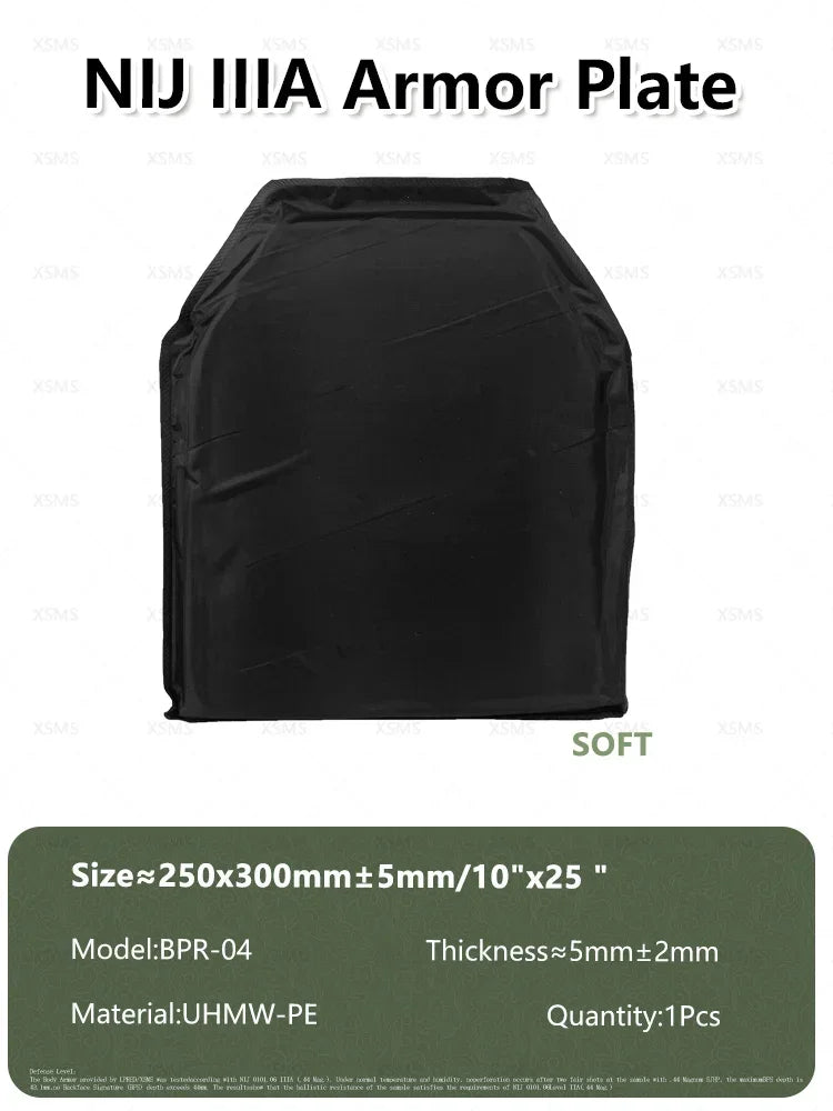 NIJ IIIA Soft/Hard Bulletproof Plates for Ballistic Vest and Backpack – Available in 6x8, 10x12, 11x14 Sizes