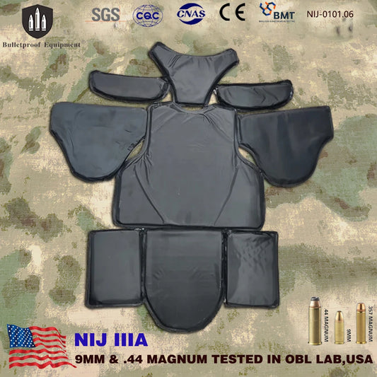 NIJ IIIA Soft Ballistic Armor Plate Tactical Vest Insert - 9mm & .44 PE Protection