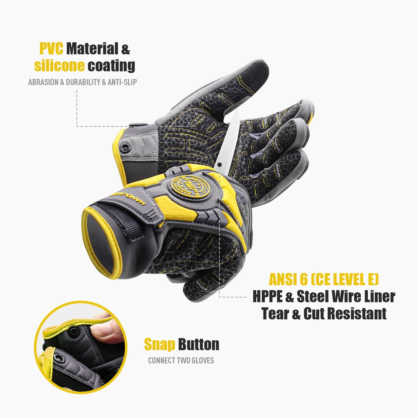 HANDLANDY Heavy Duty Work Gloves for Men – Cut-Resistant, Impact Protection & Touch Screen Mechanics Gloves