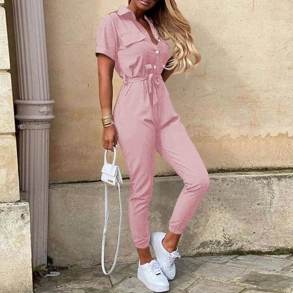 Monochrome Belted Jumpsuit – Workwear & Casual Fit