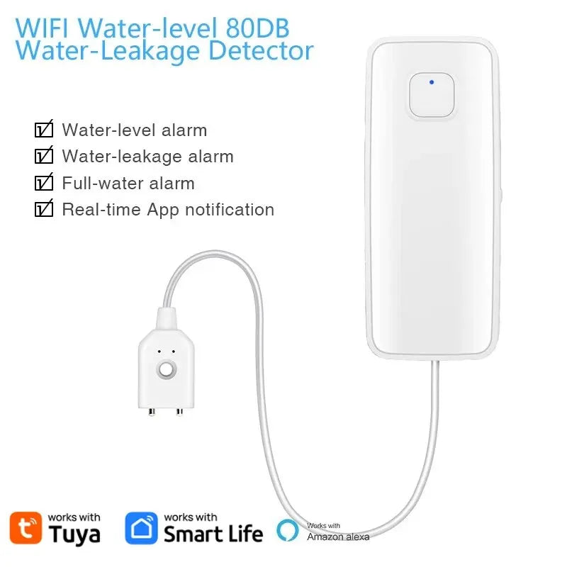 Tuya WiFi Smart Water Leak Sensor – Overflow & Flood Detection with 80dB Alarm and Remote Monitoring