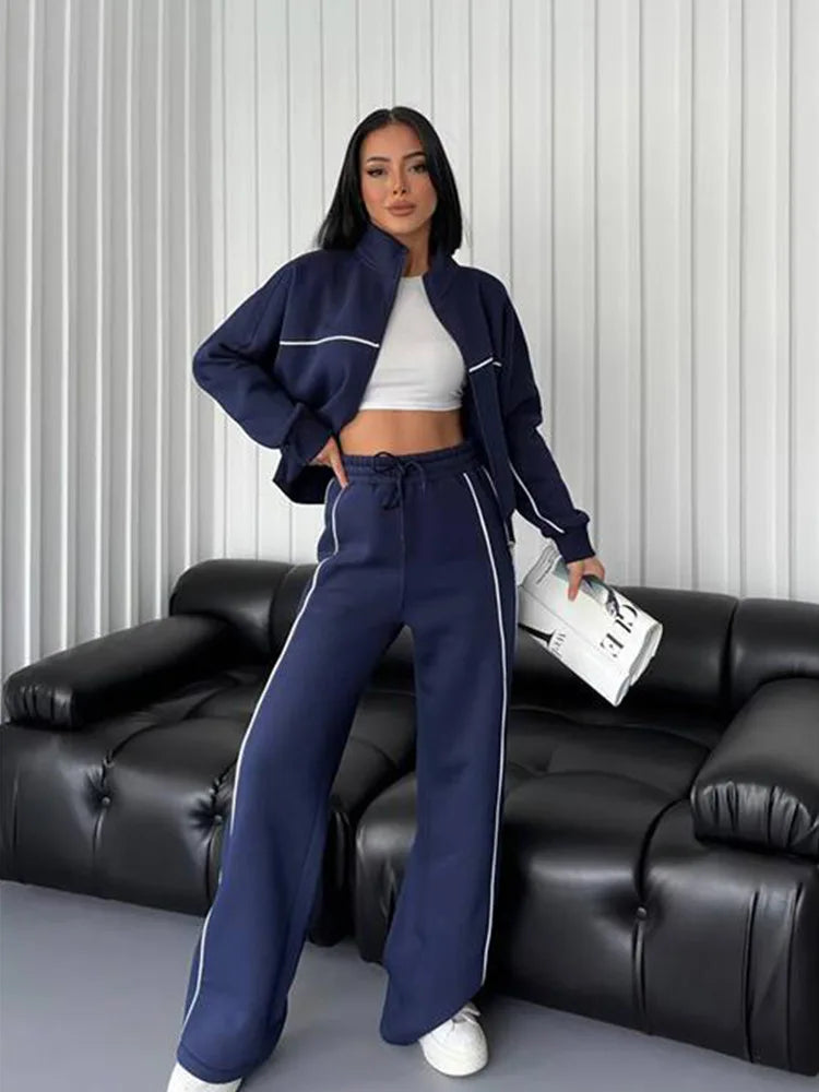 Women's 2-Piece Sweatsuit Set - Zip-Up Jacket & Jogger Sweatpants
