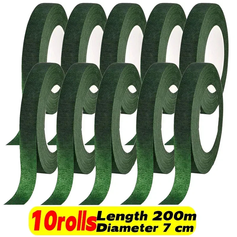 Green Floral Tape – Self-Adhesive Bouquet Wrapping Tape for DIY Flowers & Wedding Decor 10/1 Rolls