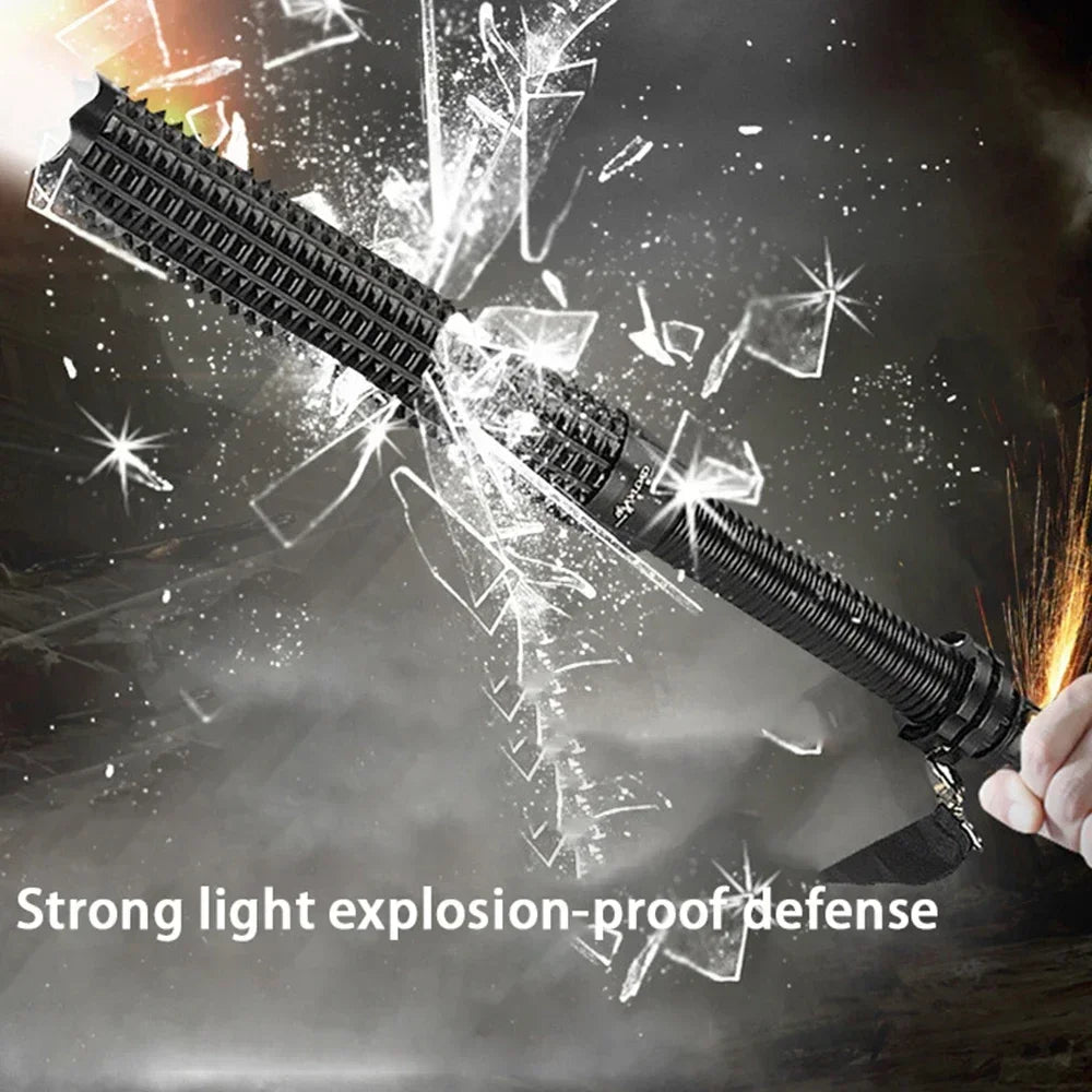 Super Bright Tactical Baseball Bat LED Flashlight - Focusable Zoomable Self-Defense Mace Light & Emergency Torch