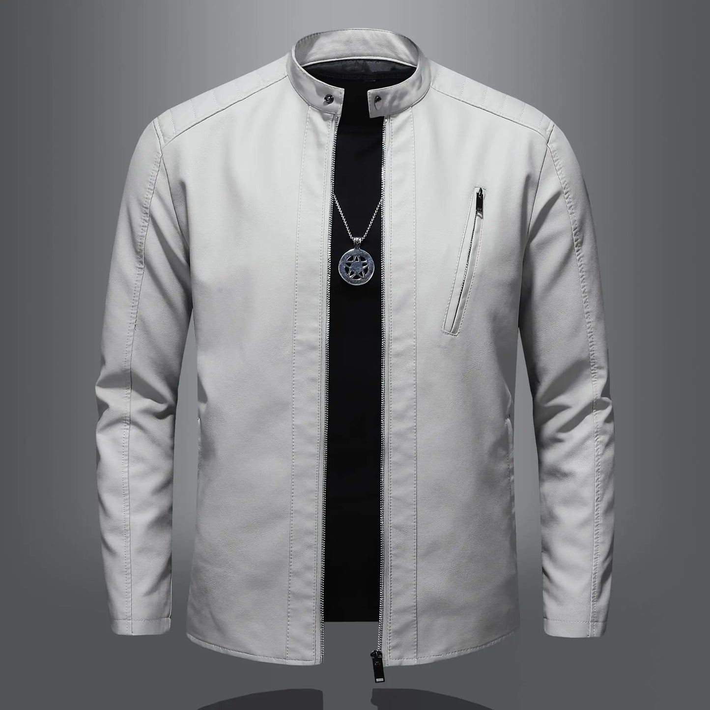 Men’s Plus-Size Leather Biker Jacket