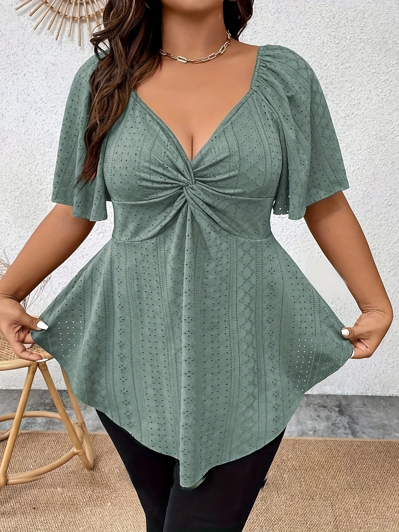 CurveEase V-Neck Blouse