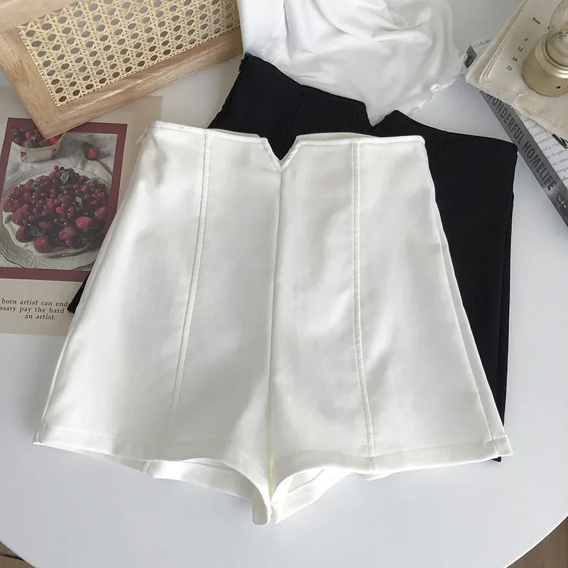 2023 Summer High-Waisted Slimming White Shorts for Women