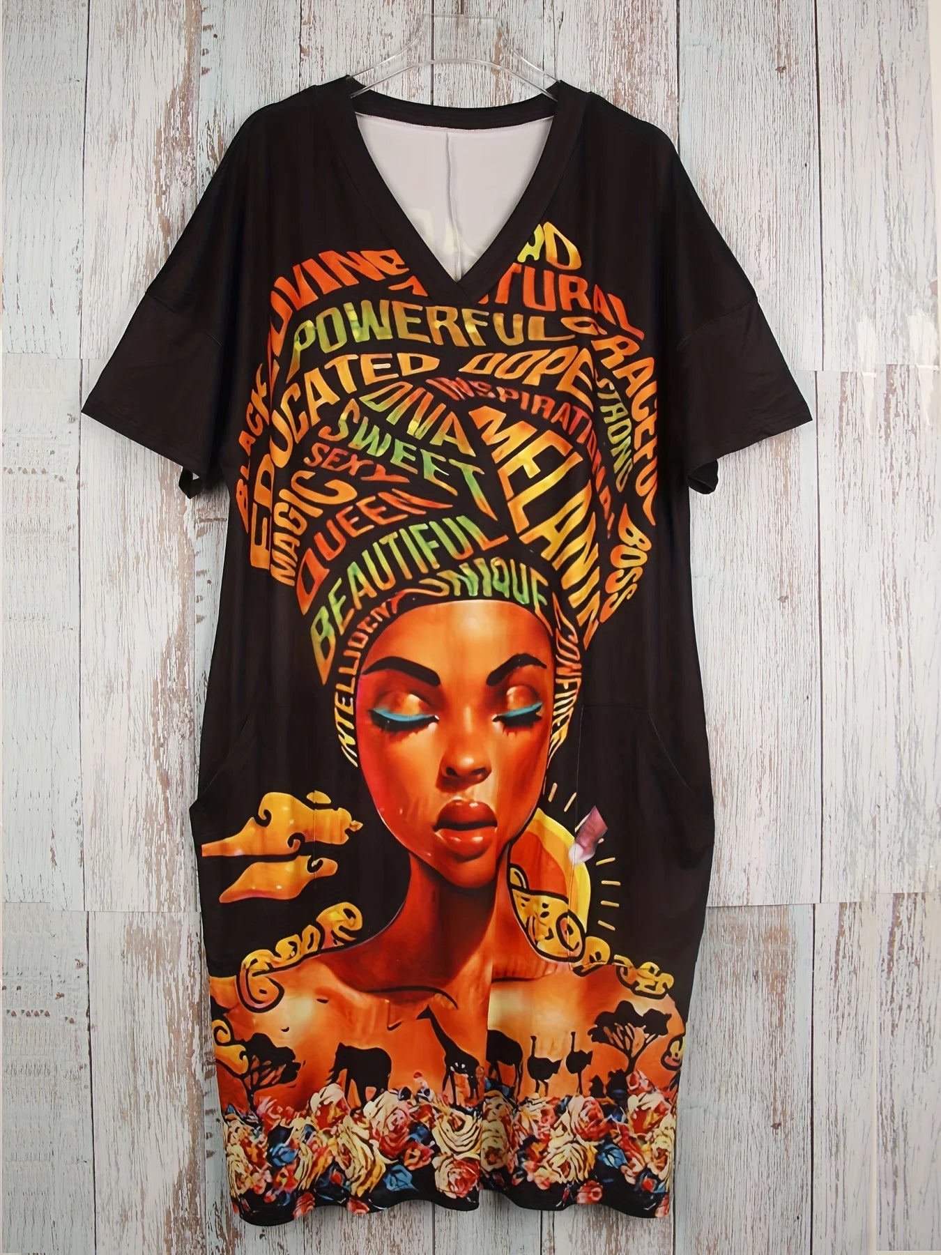 CurveBloom V-Neck Dress