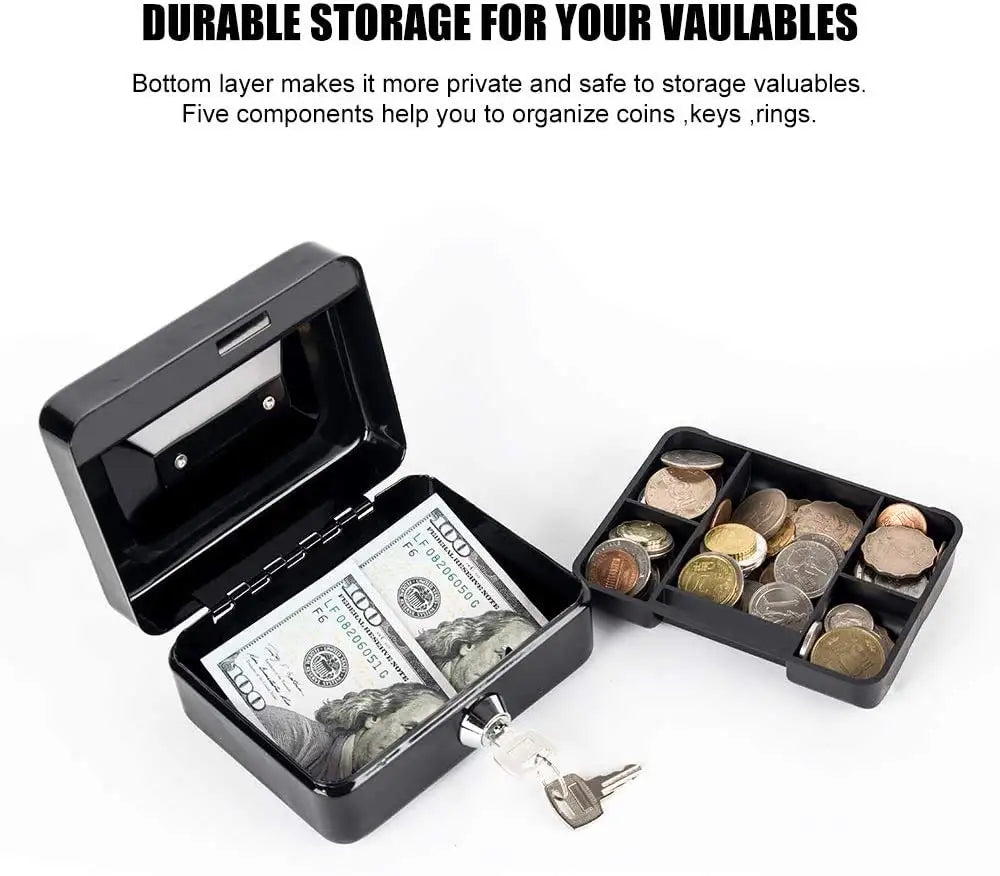 Portable Mini Key Safe – Lockable Steel Piggy Bank for Cash & Coin Storage