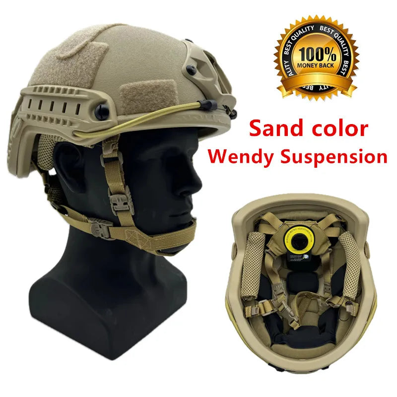 High-Cut Tactical Ballistic Helmet NIJ IIIA Kevlar Helmet with FAST Wendy’s Suspension Pad