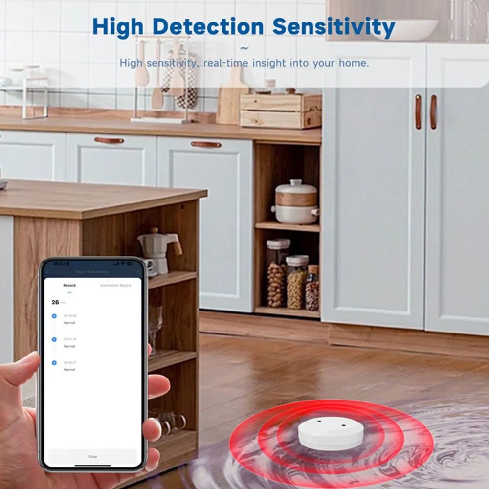 ONENUO Tuya ZigBee WiFi Smart Water Leak Sensor – Flood Detection & Alarm, Works with ZigBee Gateway & Smart Life Control
