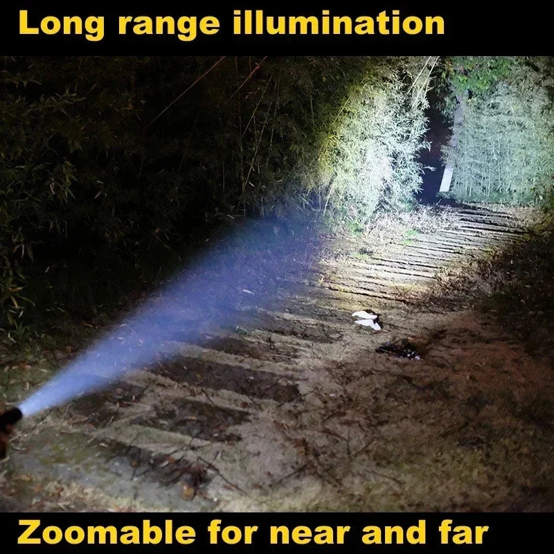 Super Bright Tactical Baseball Bat LED Flashlight - Focusable Zoomable Self-Defense Mace Light & Emergency Torch