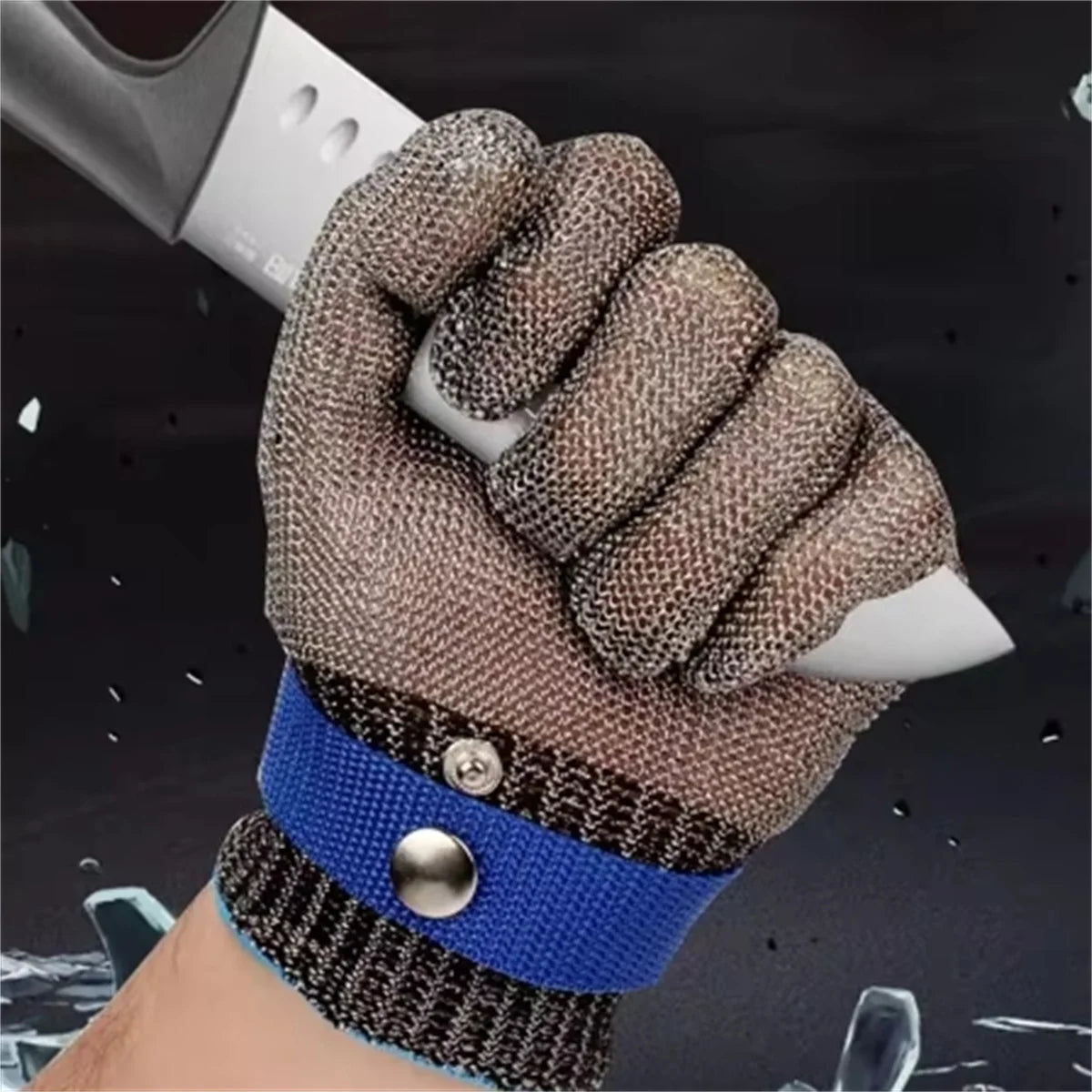 Stainless Steel Cut-Resistant Gloves – Anti-Cut Safety Hand Protection for Butchers and Knife Work