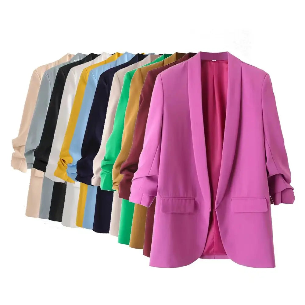 PB&ZA 2023 Spring Autumn Women's Pleated Sleeve Blazer