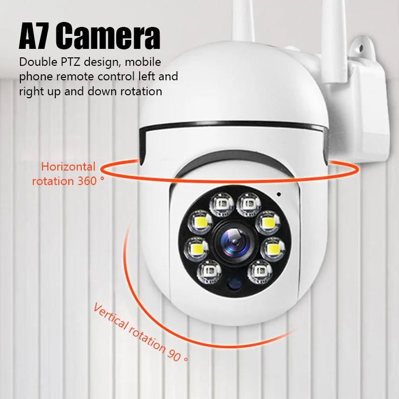 WiFi PTZ Security Camera with IR Night Vision, Motion Detection, Home Surveillance & 2 Antennas for Child Safety