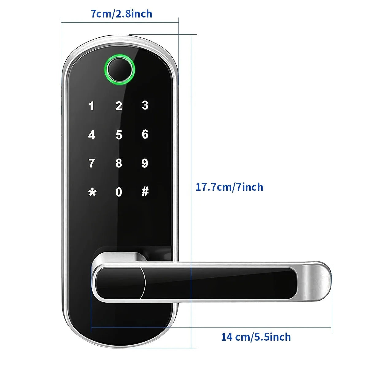 Smart Fingerprint Door Lock | App Remote Control | Keyless WIFI Digital Touchscreen Lock | NFC | IP67 Waterproof | Includes 2 IC Cards
