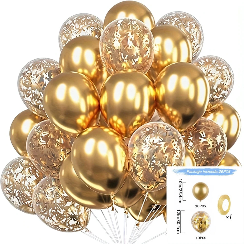 16pcs Black Metallic Sequin Balloons – Party Balloons for Birthday, Wedding & Graduation Decor