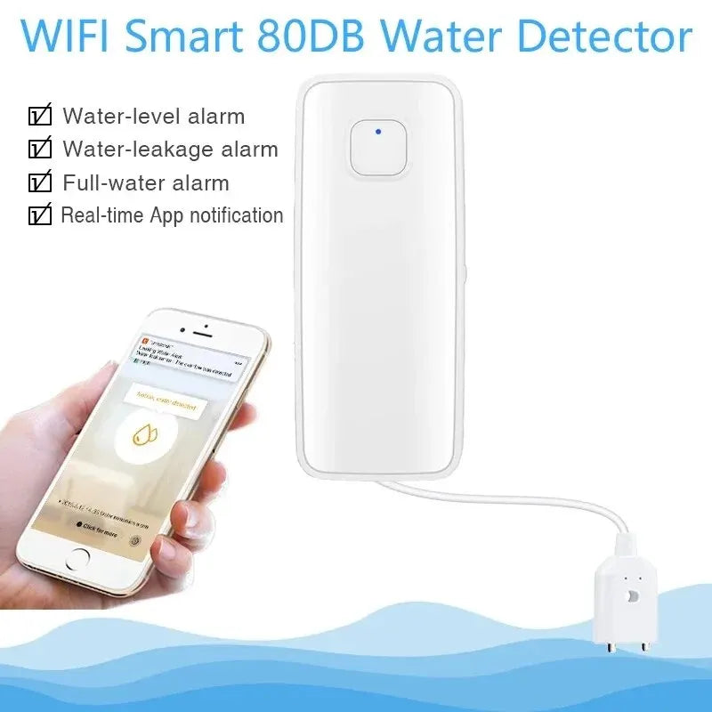 Tuya WiFi Smart Water Leak Sensor – Overflow & Flood Detection with 80dB Alarm and Remote Monitoring
