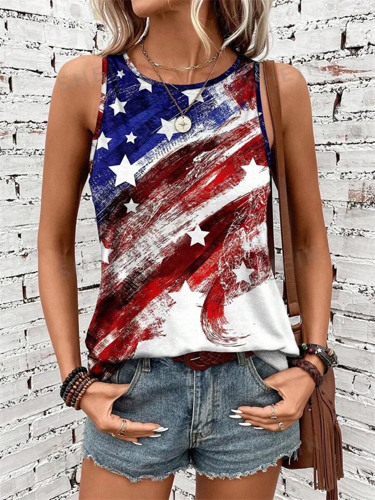 Rock Hip Hop Print Women's Crew Neck Tank Top - Summer Street Fashion