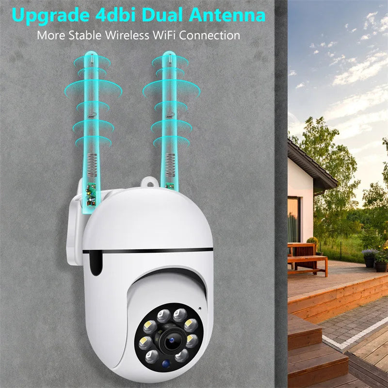 WiFi PTZ Security Camera with IR Night Vision, Motion Detection, Home Surveillance & 2 Antennas for Child Safety