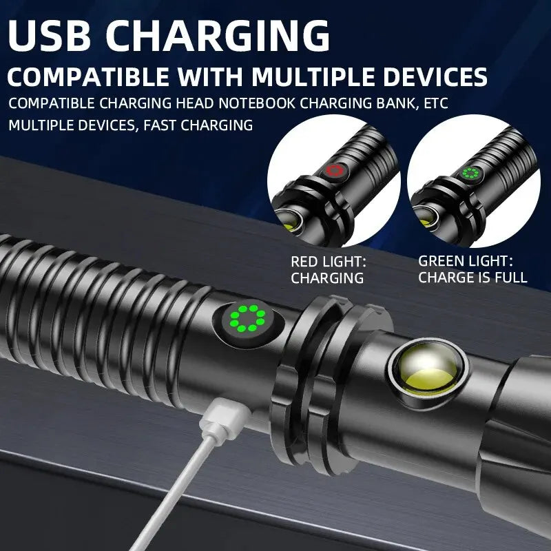 Multi-Function Wolf Tooth Flashlight - Rechargeable, Super Bright, and Retractable for Outdoor & Self-Defense Use