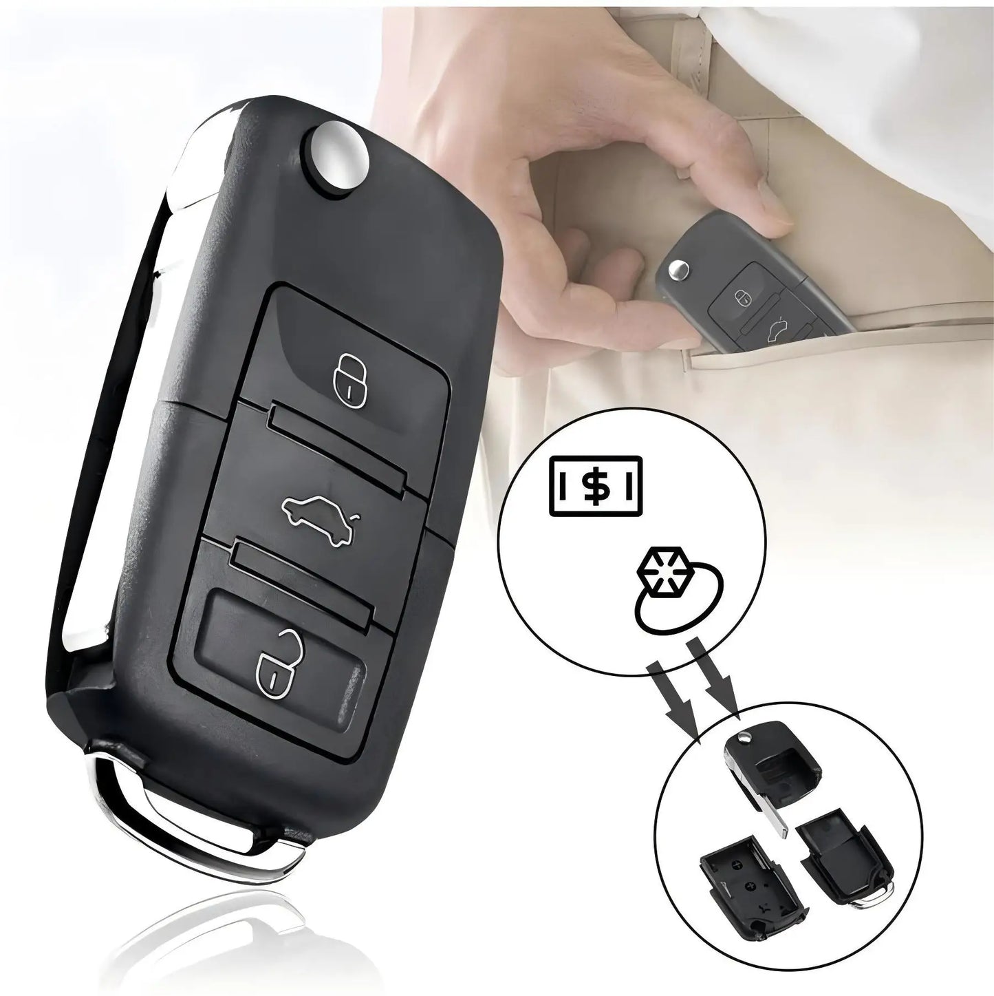Creative Dummy Car Key Hidden Safe – Mini Secret Compartment for Stashing Money, Pills, & Coins