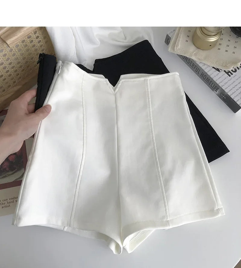 2023 Summer High-Waisted Slimming White Shorts for Women