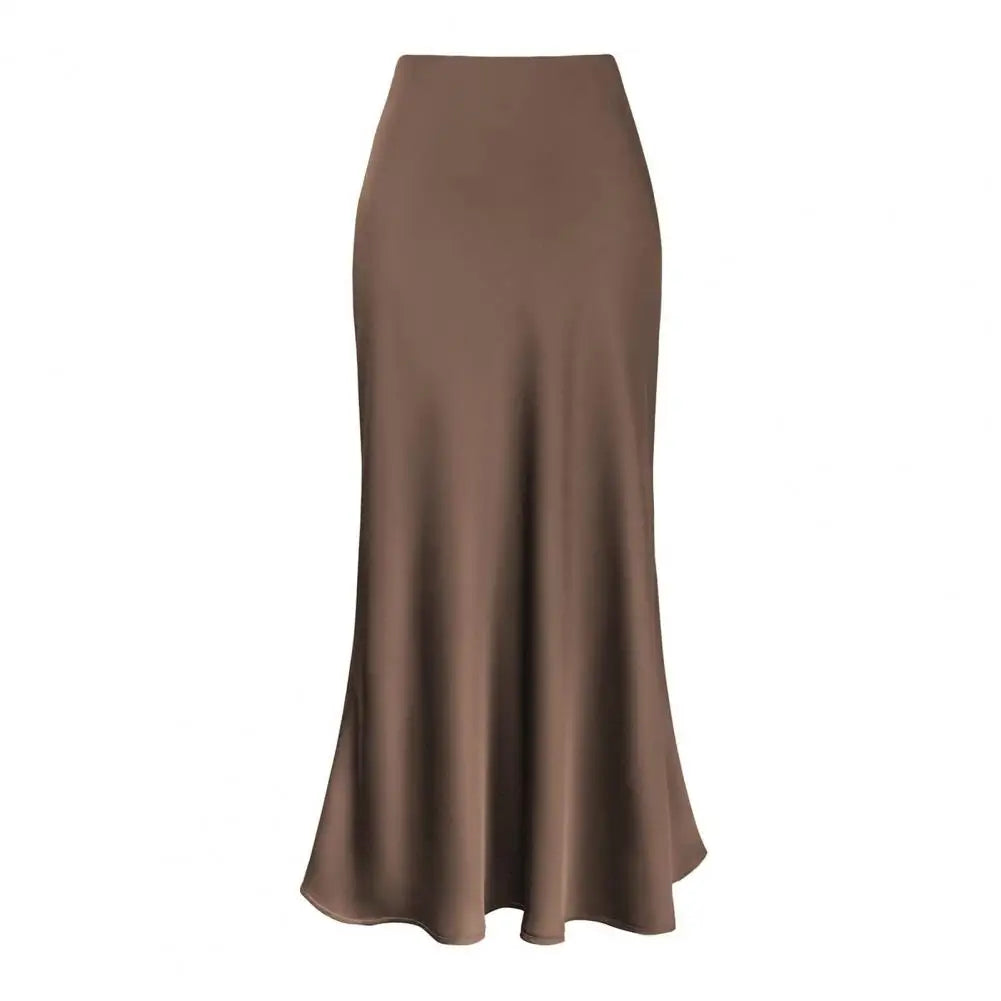 legant High-Waist Satin Fishtail Skirt
