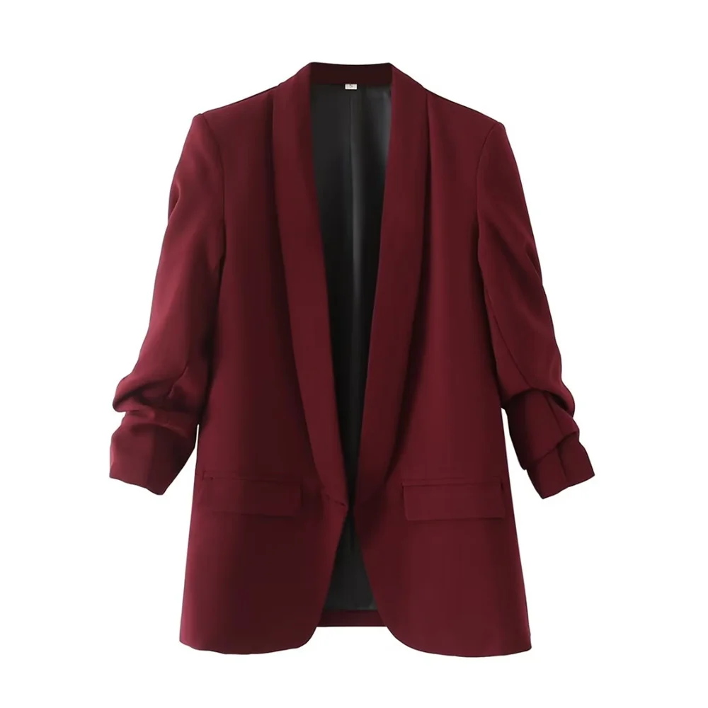 PB&ZA 2023 Spring Autumn Women's Pleated Sleeve Blazer